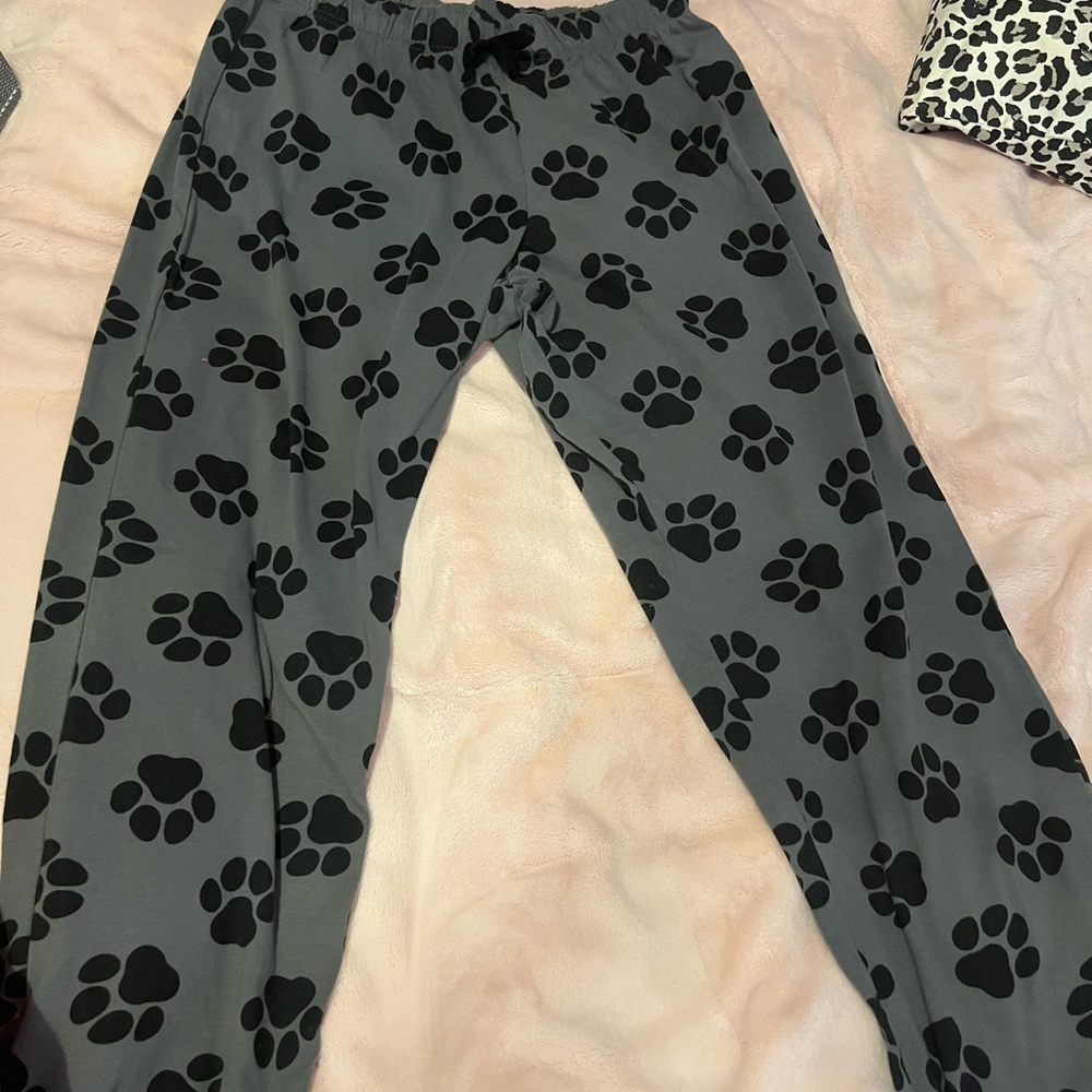 Gray Paw Print PJ Bottoms